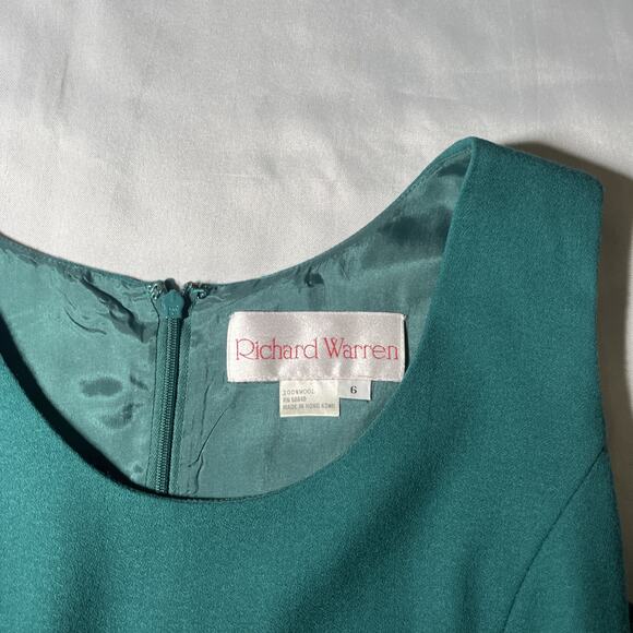 Vintage Richard Warren Sheath Dress w/ Blazer Sz 6 Green White 100% Wool Career - Picture 8 of 10